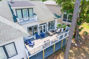 Terrace/patio - Fairway to Heaven | Luxurious 6-BR Fripp Island Home with Marsh Views, Golf, Pools, and More! (Fripp Island)