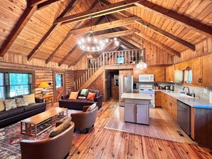 Smart TV, fireplace, ping pong