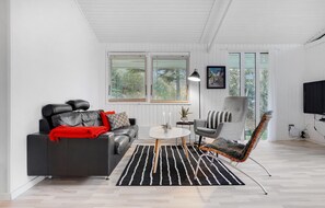 TV, fireplace - Cozy home in Ebeltoft with sauna (Ebeltoft)