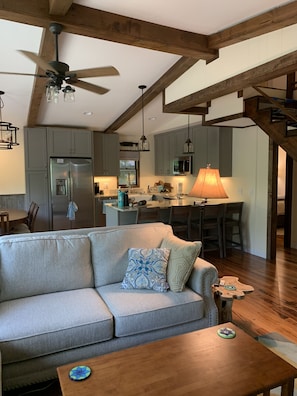 Smart TV, fireplace, video games, stereo