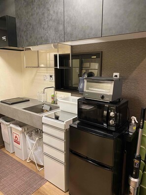 Basic House, Non Smoking | Private kitchen | Full-size fridge, microwave, stovetop, electric kettle - Japanese Modern House in Shinagawa (Tokyo)
