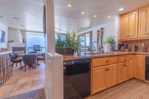 Fridge, microwave, oven, stovetop - Oceanfront Condo on Sand, Walk to Carlsbad Village (Carlsbad)