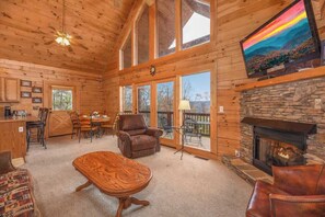 TV, fireplace, offices
