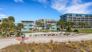 Exterior - Sunny Bright Coastal Getaway – 1-BR w/ Heated Pool & Steps to Sugar Sand Beach! (Treasure Island)