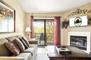 Smart TV, fireplace, DVD player