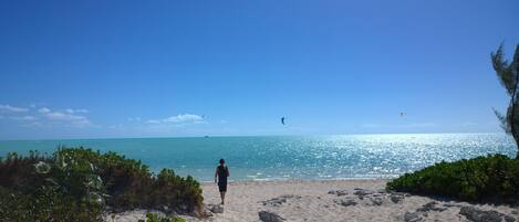 Beach nearby, sun-loungers, beach towels