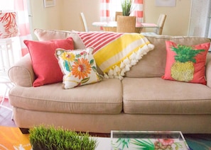 Beach Please Upstairs | Living room | Flat-screen TV