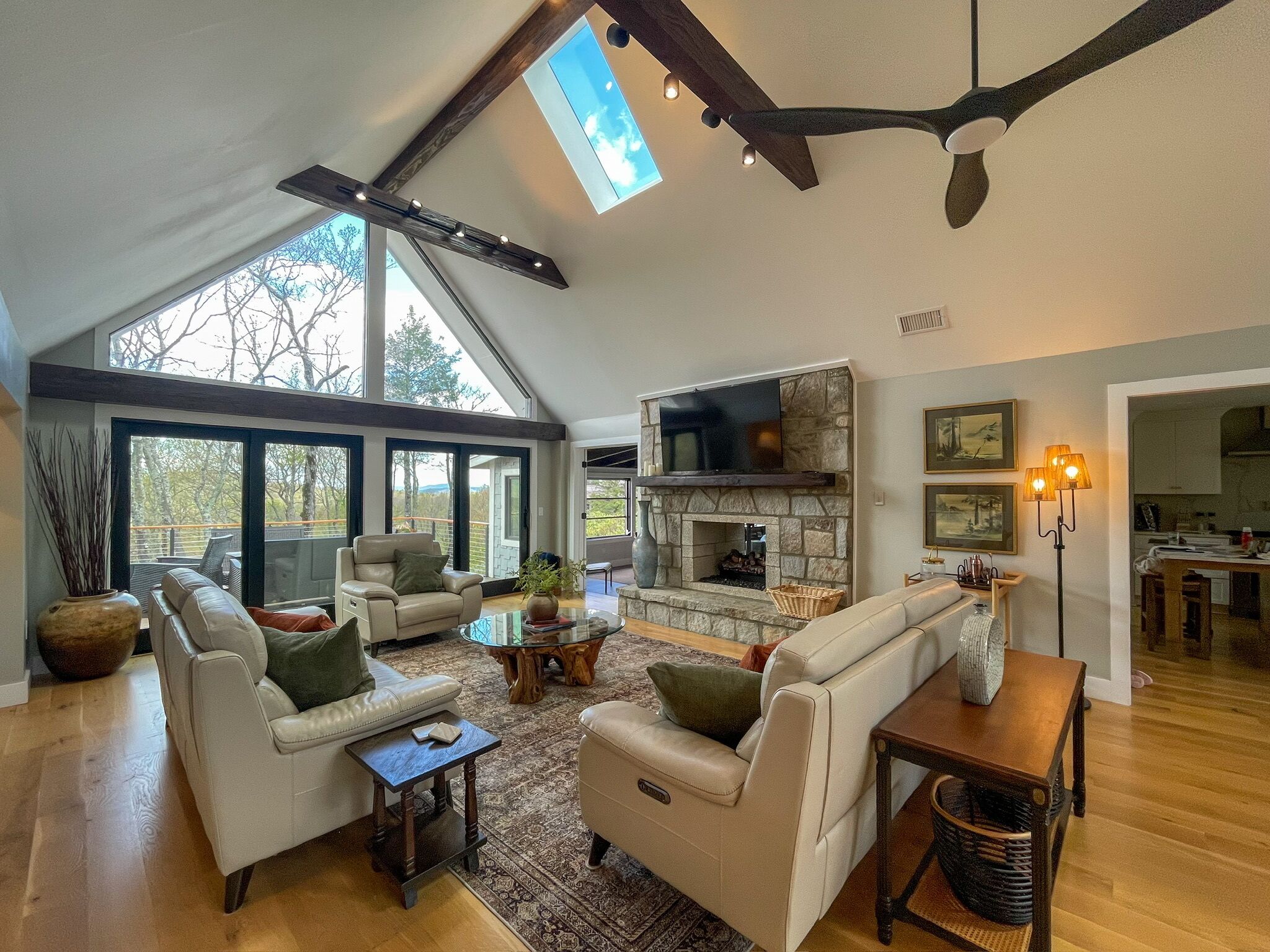 Smart TV, fireplace, video games, foosball