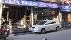 A hotel named "Kailul Palace" with a modern facade, large windows, and a visible entrance. - Royal Palace (New Delhi)