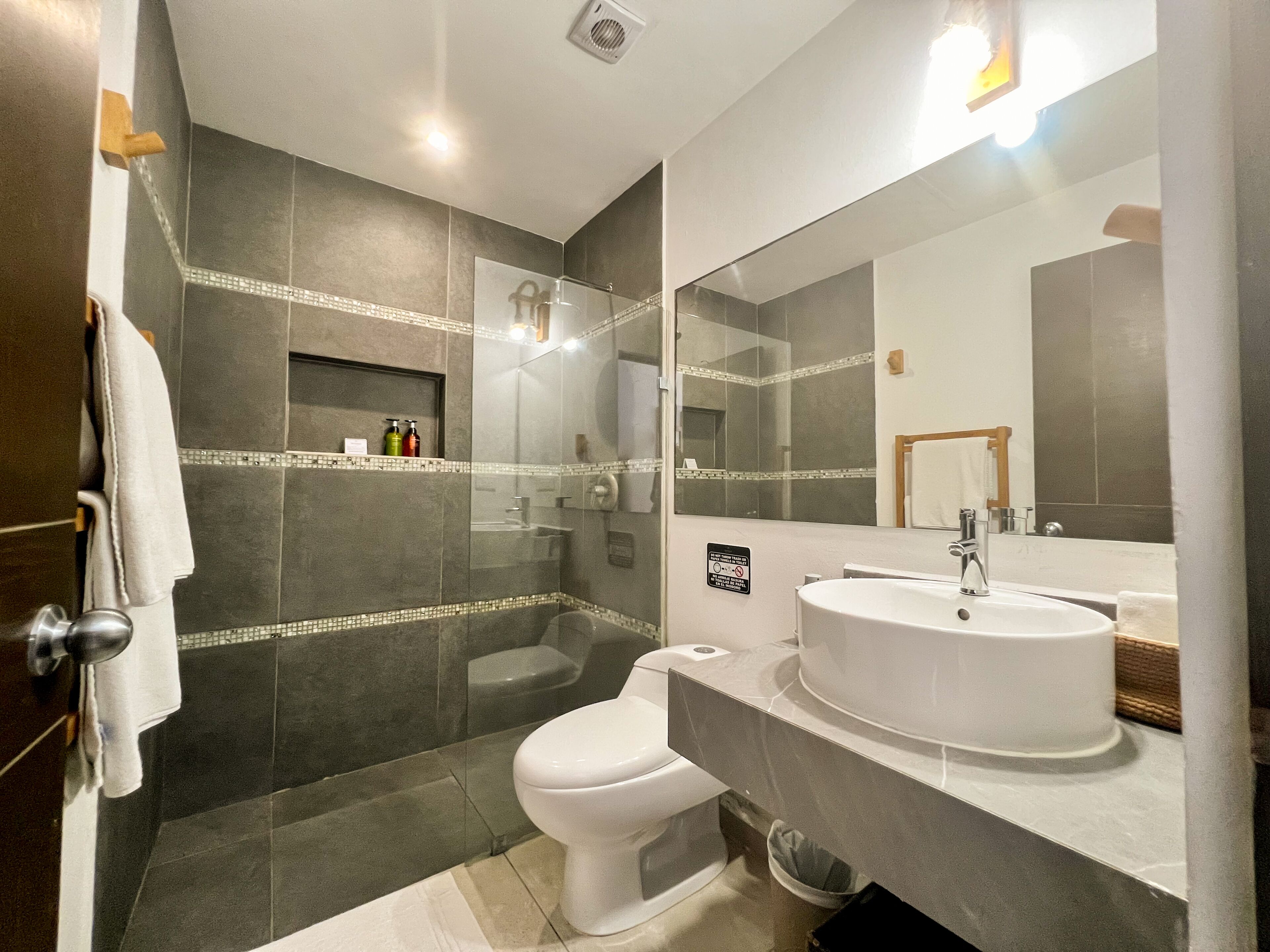 deluxe double room, 1 queen bed | bathroom | shower, hair dryer, towels, soap