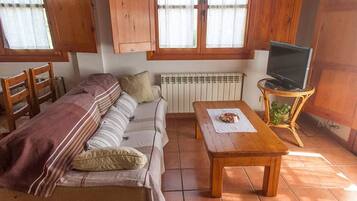 Télévision, cheminée, table de tennis de table