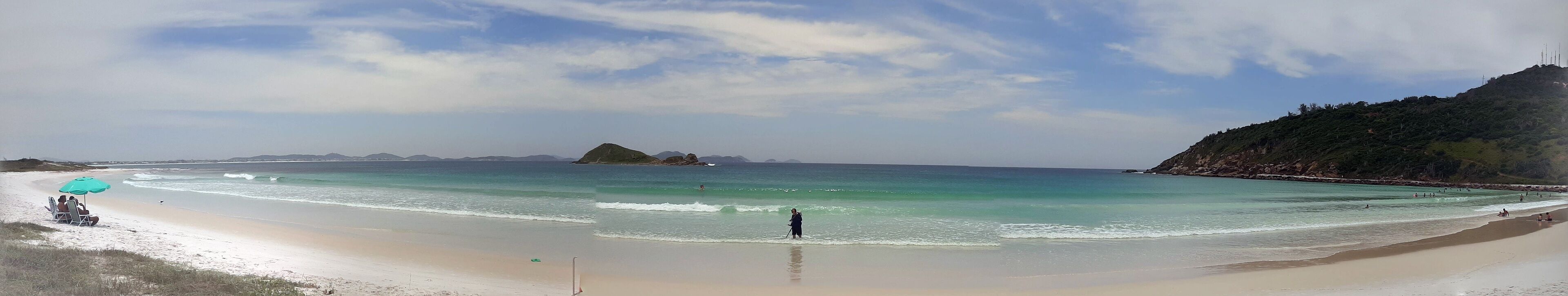 On the beach, sun loungers