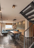 Deluxe Apartment, Terrace, Mountain View | Living area | TV