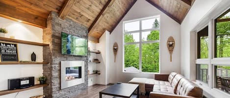 Fernseher, Kamin, Bücher
