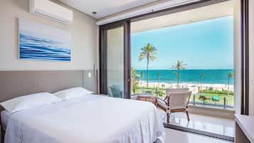 Apartamento Super Luxo Vista Mar | Roupas de cama antialérgicas, Wi-Fi de cortesia, roupa de cama