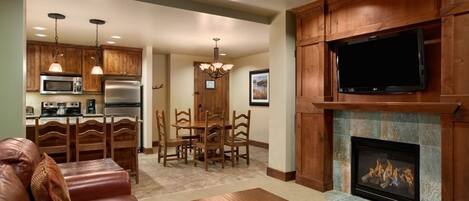 TV, fireplace, DVD player