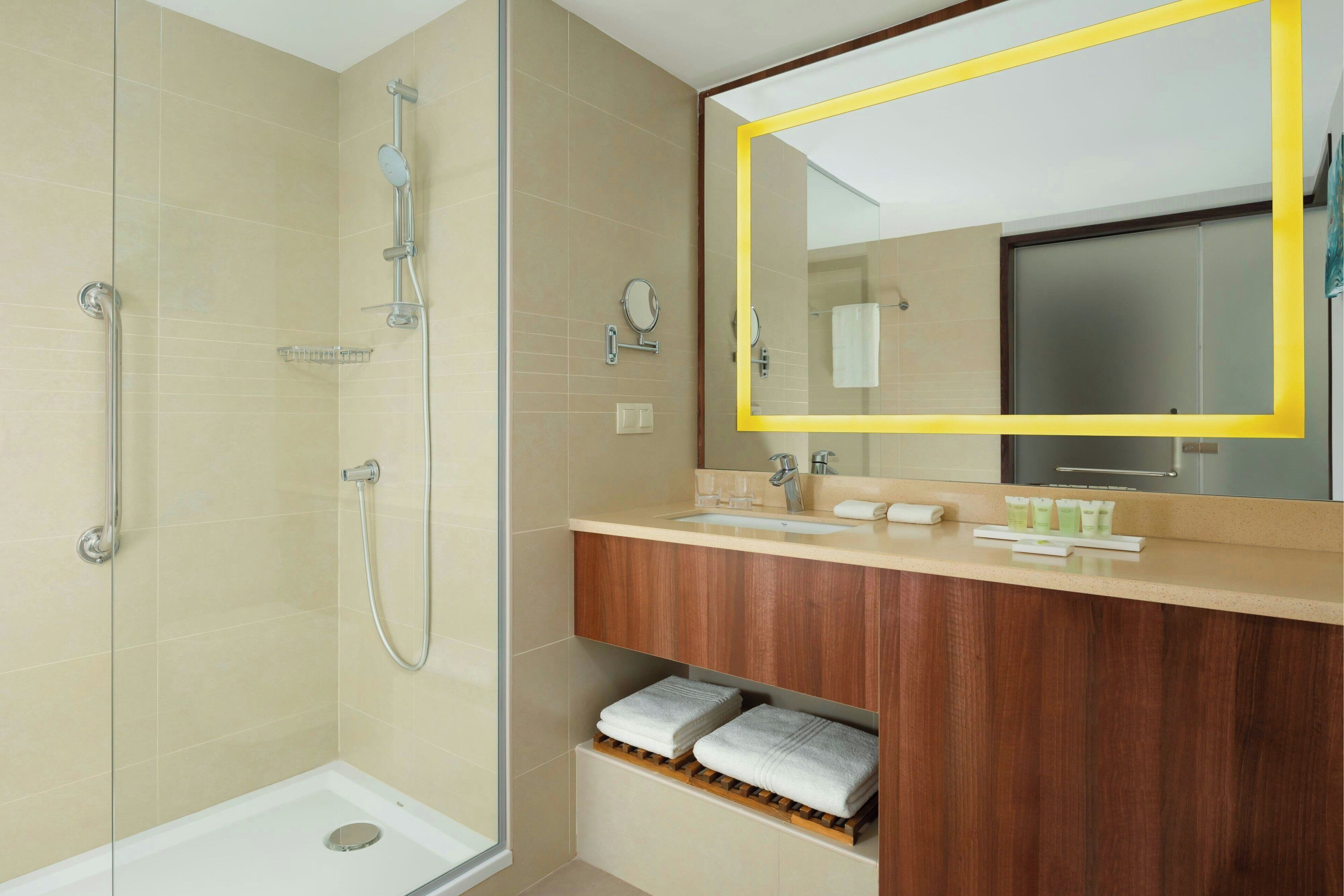 shower, free toiletries, hair dryer, bathrobes