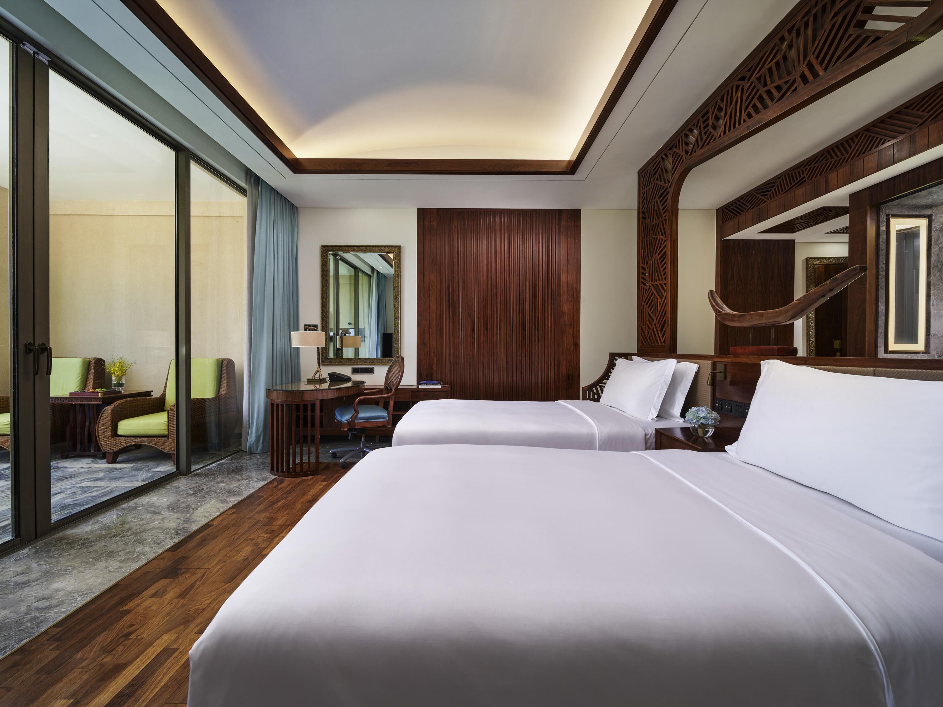 Fairmont Gold, Chambre, 2 lits une place, accès au salon club, vue océan | Literie de qualité supérieure, minibar, bureau