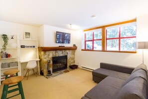 Apartamento, 1 cama de matrimonio grande (09 The Woods) | Sala de estar | Un reproductor estéreo