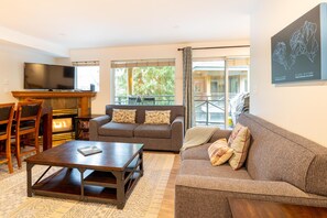 Townhome, 2 Queen Beds (FABULOUS LOCATION Private Hot Tub, NO) | Living area - Fabulous Location Private Hot Tub, NO Car Needed, Sleeps 8 (Whistler)