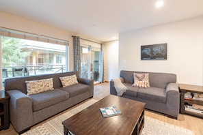 Townhome, 2 Queen Beds (FABULOUS LOCATION Private Hot Tub, NO) | Living area - Fabulous Location Private Hot Tub, NO Car Needed, Sleeps 8 (Whistler)