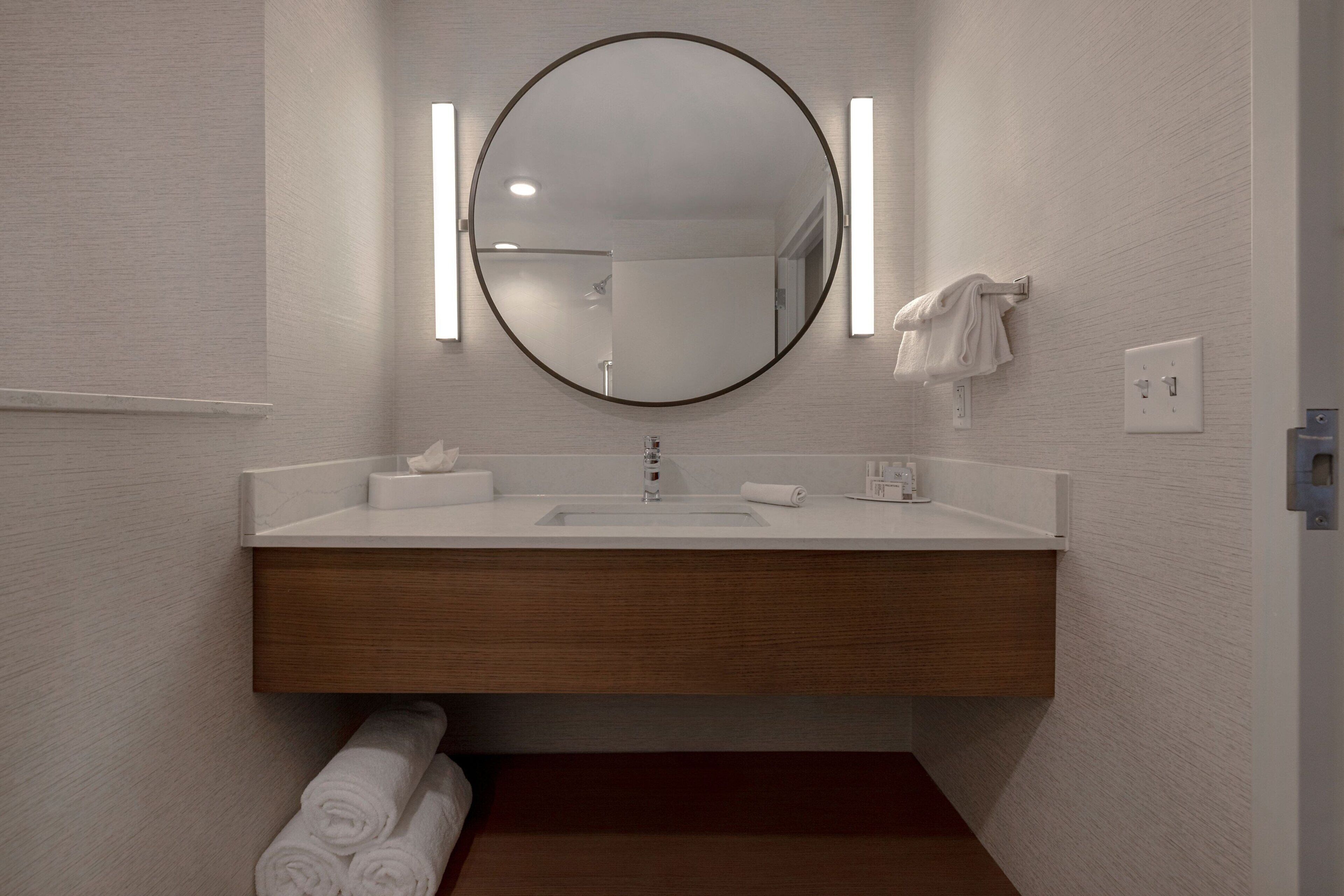 free toiletries, hair dryer, towels