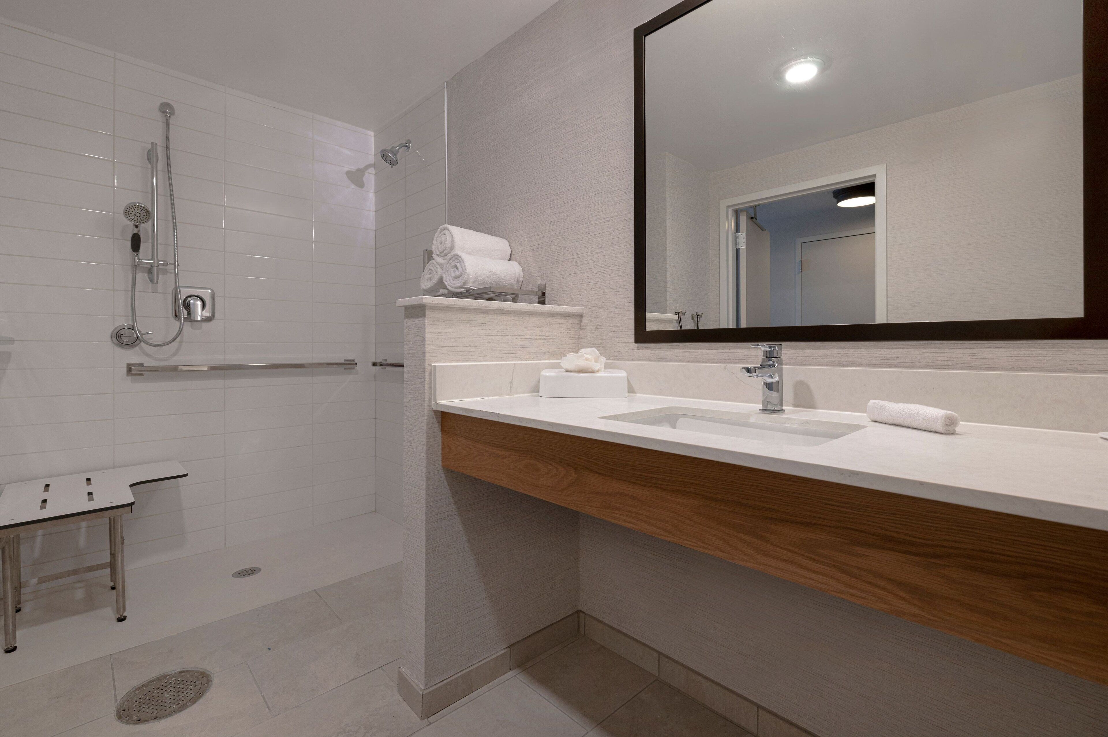 free toiletries, hair dryer, towels