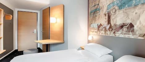 Desk, free WiFi, bed sheets