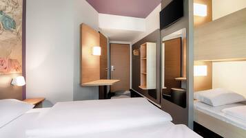 Desk, free WiFi, bed sheets