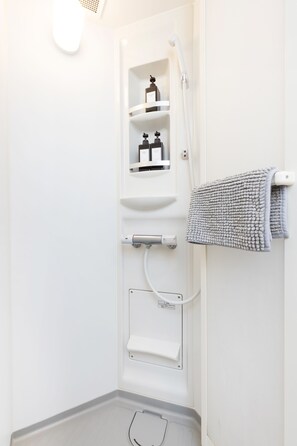 Apartamento, para não fumantes | Banheiro | Chuveiro, produtos de toalete grátis, secador de cabelo, chinelos