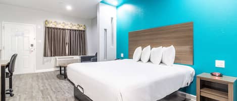 Desk, laptop workspace, blackout curtains, soundproofing