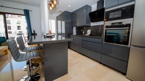 Fridge, microwave, oven, dishwasher