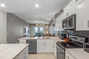 Microwave, dishwasher, high chair