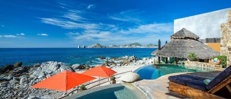 An infinity pool, a heated pool