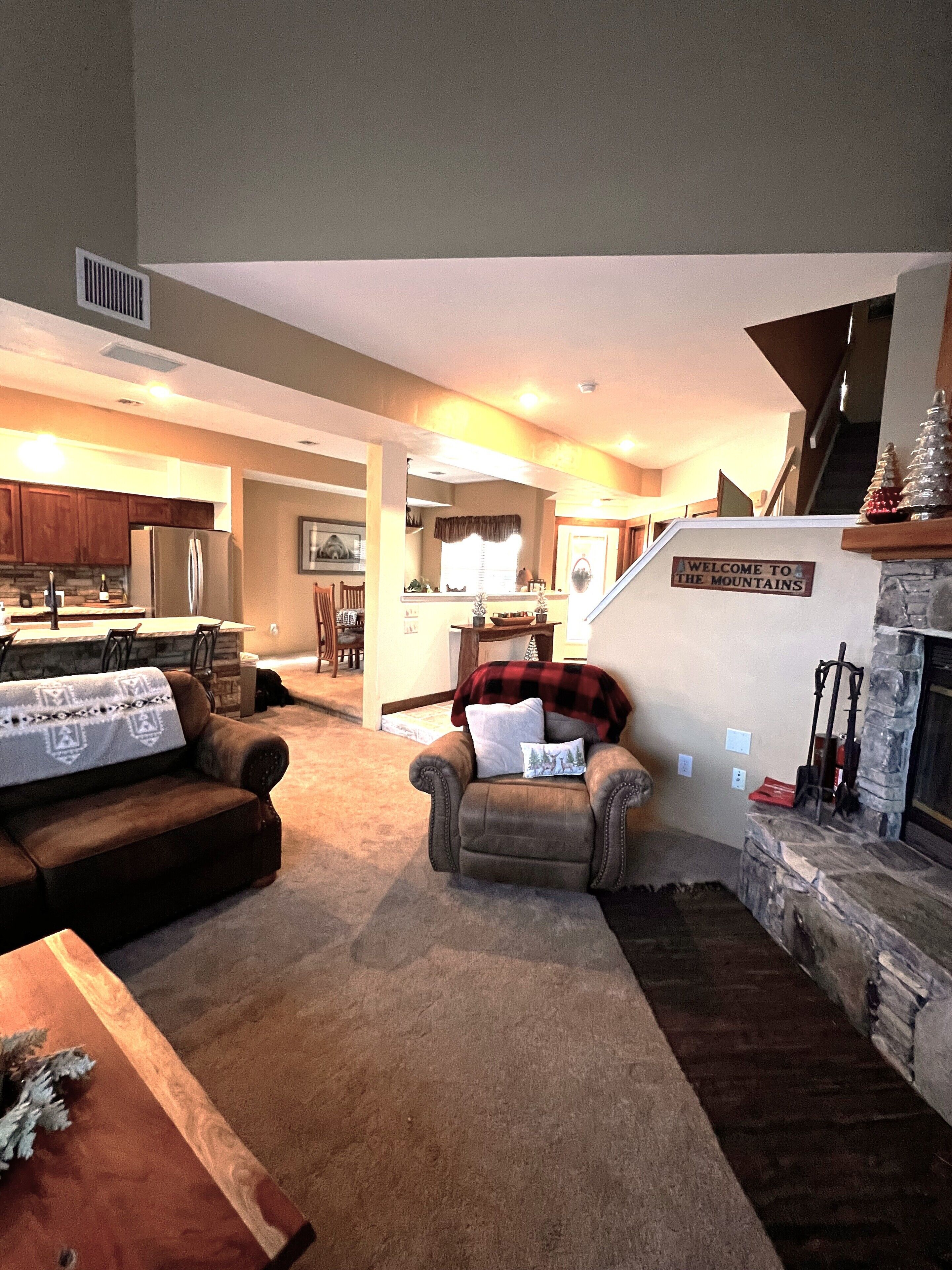 TV connectée, cheminée, lecteur de DVD