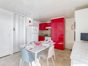 Fridge, microwave, oven, high chair