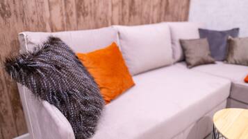 Design-Apartment | 2 Schlafzimmer, Schreibtisch, Verdunkelungsvorhänge