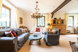 Televisión, chimenea y libros 