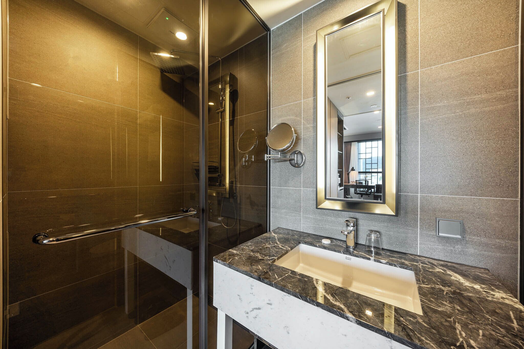 junior suite, 1 double bed, non smoking | bathroom | shower, rainfall showerhead, hair dryer, bathrobes