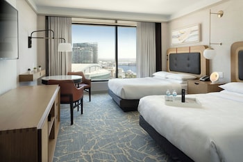 In-room safe, desk, laptop workspace, blackout drapes at JW Marriott Tampa Water Street