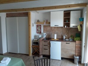 Studio (Studio Apartment) | Private kitchenette | Fridge, microwave, electric kettle, cookware/dishes/utensils - Apartment Mir (Dubrovnik)