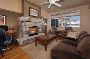 Fernseher, Kamin, DVD-Player