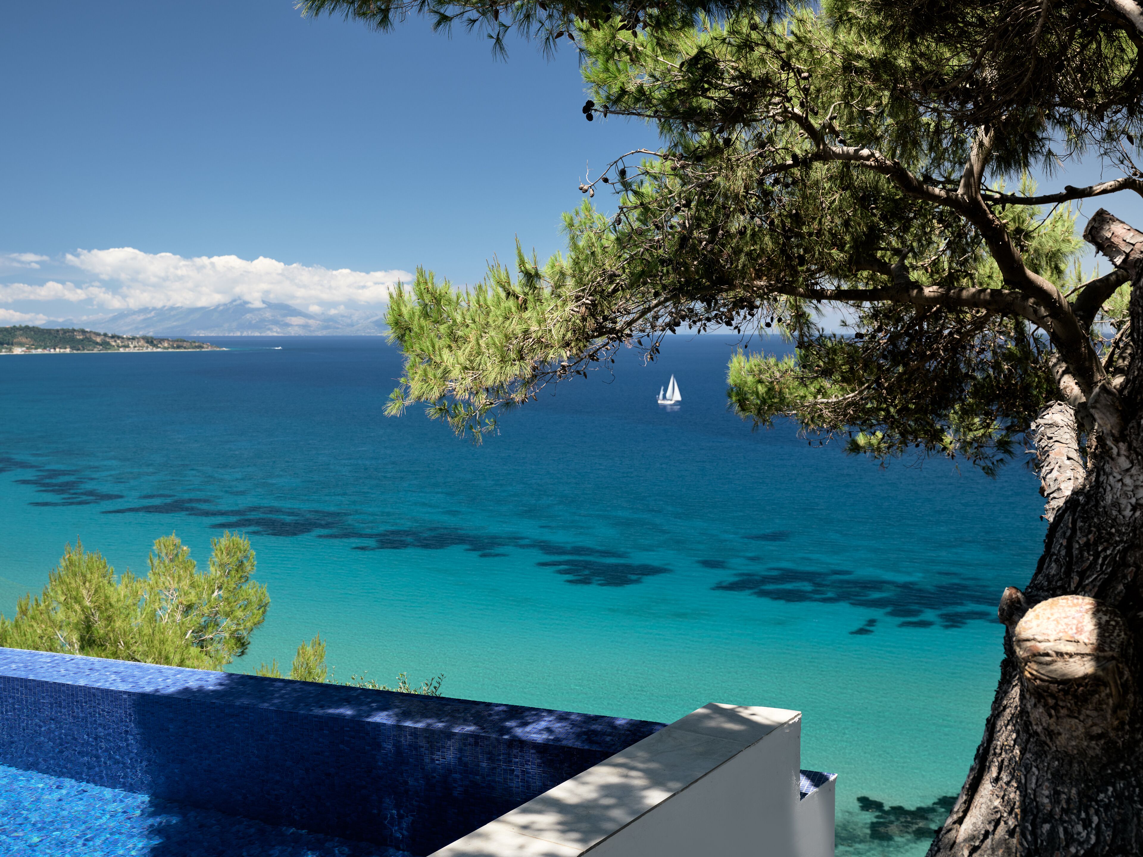 Outdoor pool, a heated pool, sun loungers