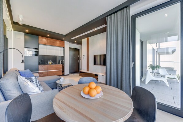 Apartamento, 1 habitación, balcón | Sala de estar