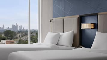 Studio Suite, 2 Queen Beds, City View | Desk, laptop workspace, blackout drapes, iron/ironing board