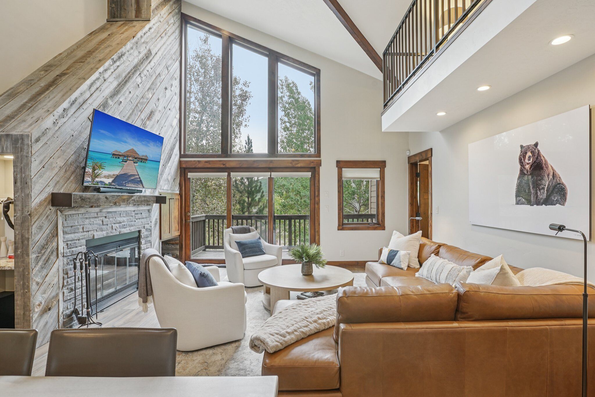 TV, fireplace, video games