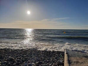 Beach nearby, sun loungers