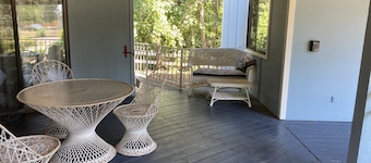 Large king guest room with private entrance and bathroom.