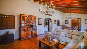 Televisión, chimenea y reproductor de DVD 