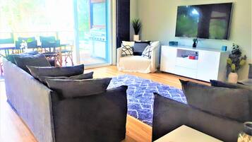 Télévision, lecteur de DVD, jouets, livres